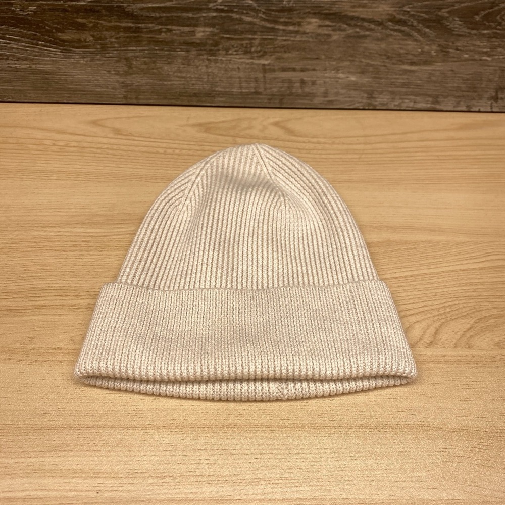 Auxiliary Hat Cap Beanie Beige Ribbed Knit Cuff Winter Warm Aritzia Womens